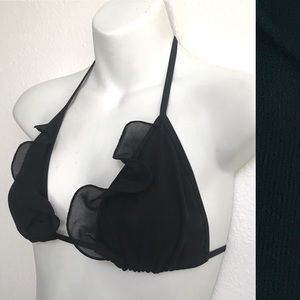 NWOT Sheer Black CHIFFON RUFFLE BRA O/S